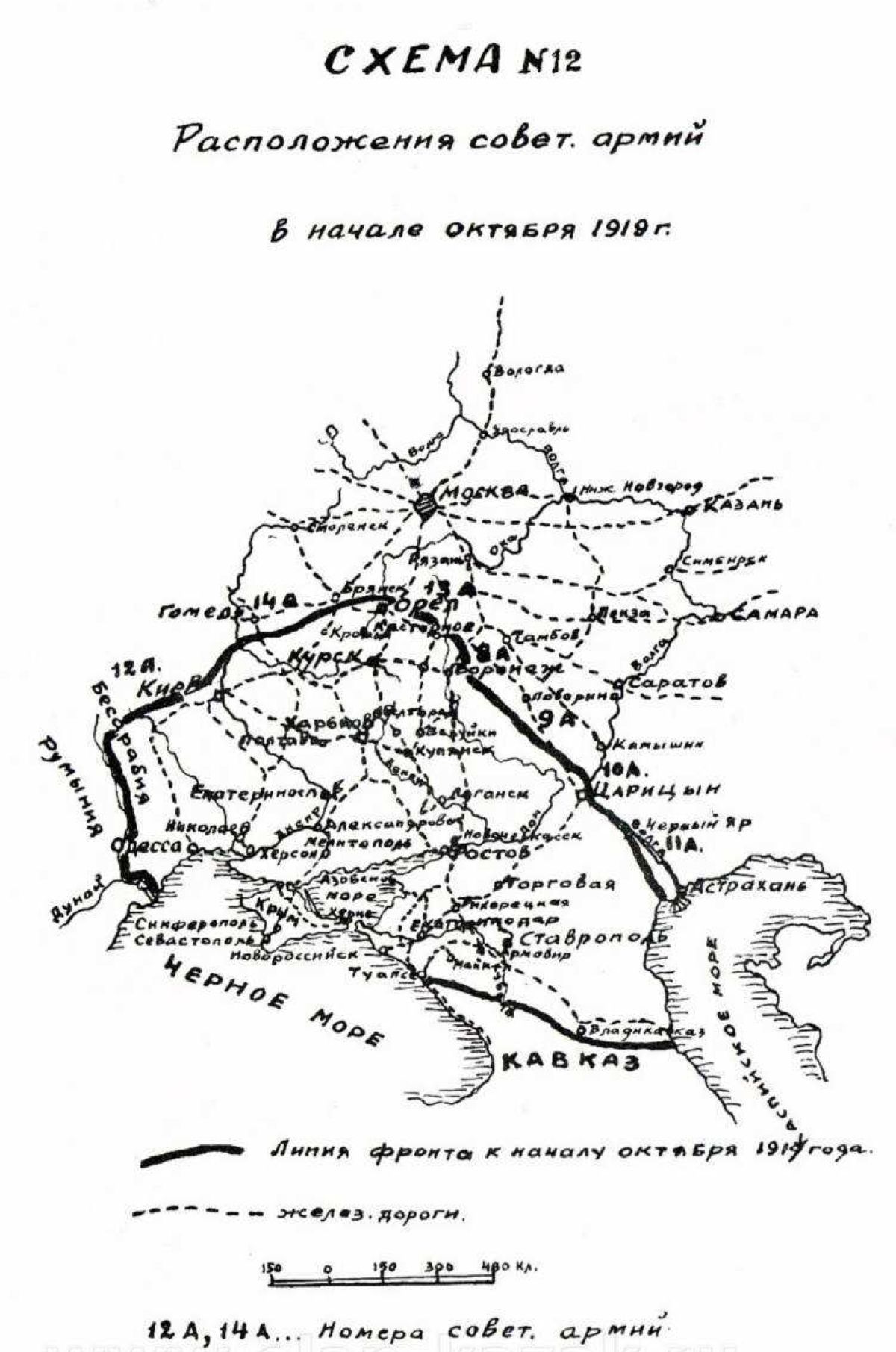 Расположение советских армий в начале октября 1919