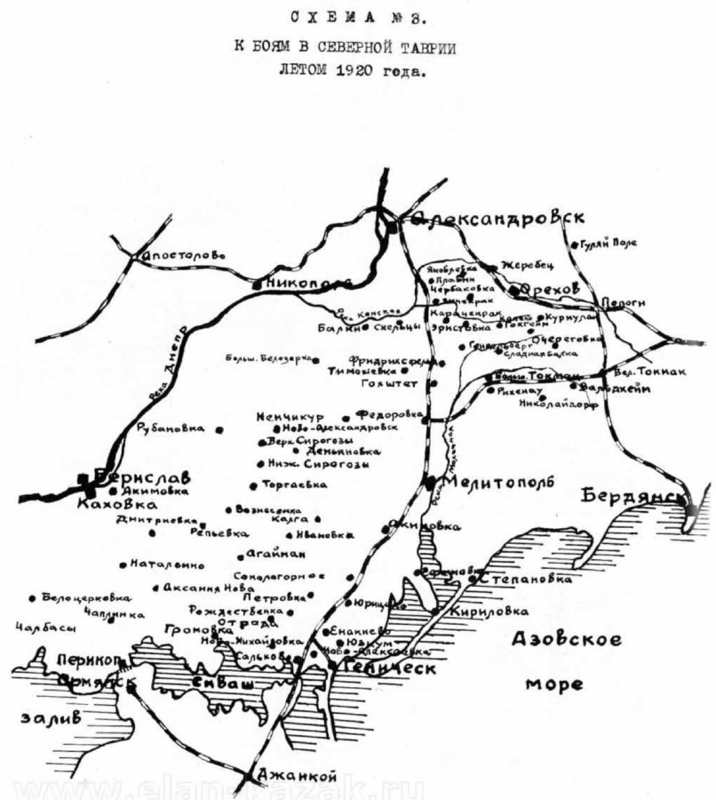 Схема к боям в Северной Таврии летом 1920 года