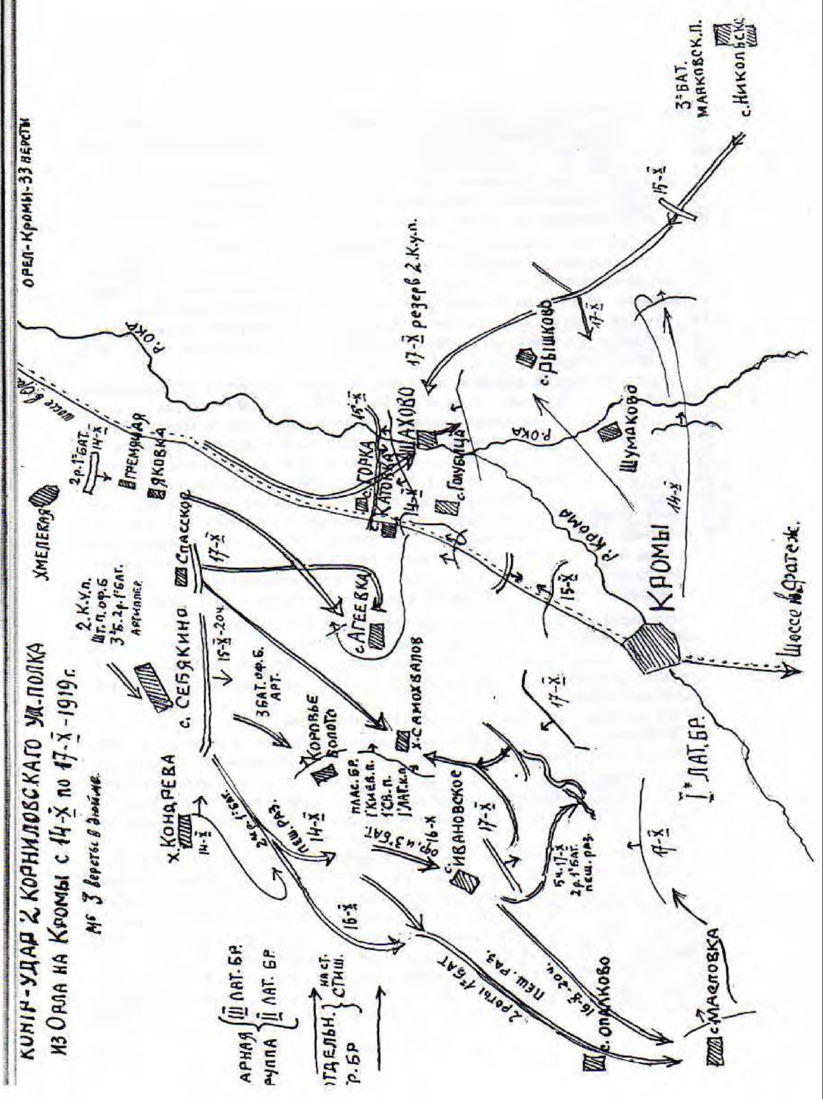 Контр-удар 2-го Корниловского уд. полка из Орла на Кромы с 14.10. по 17.10 1919 г.
