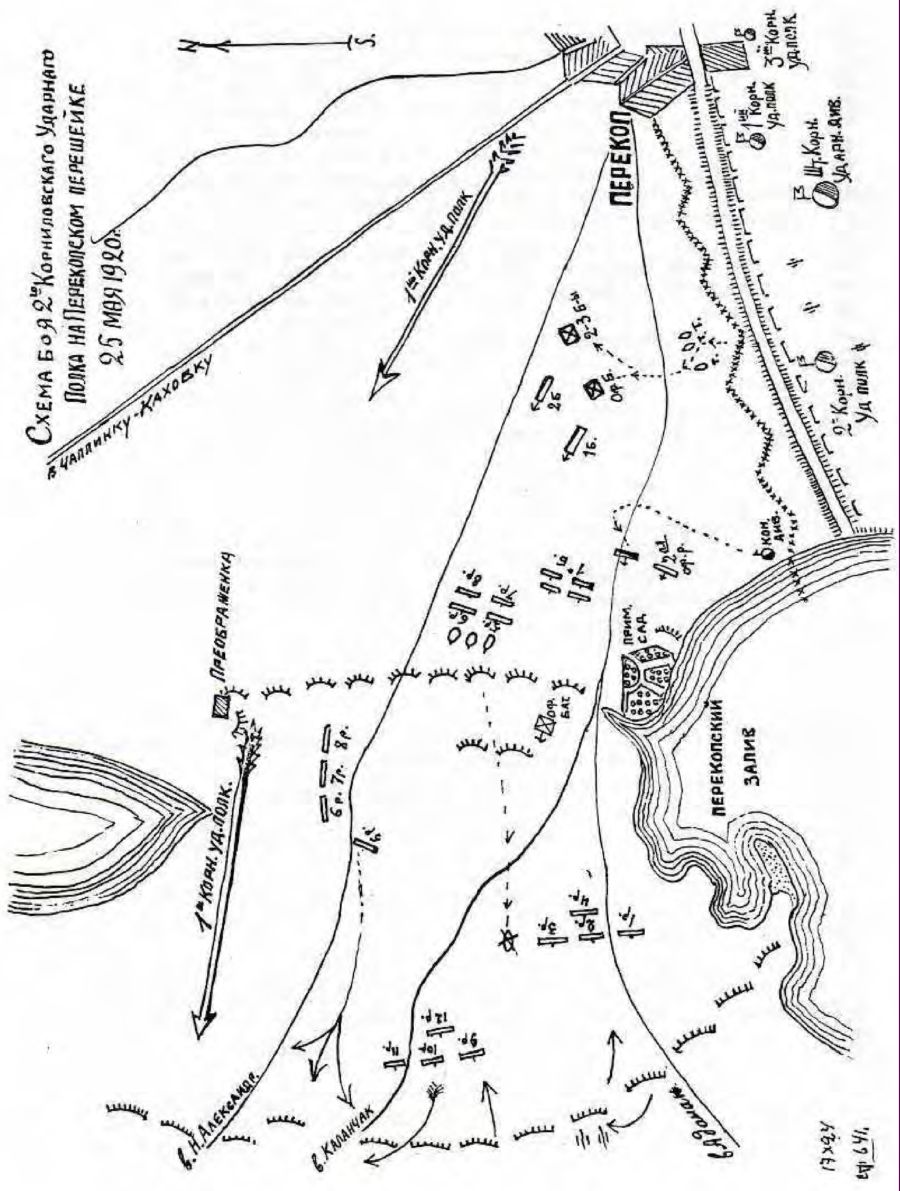 Схема боя на Перекопском перешейке 25 мая 1920 г.